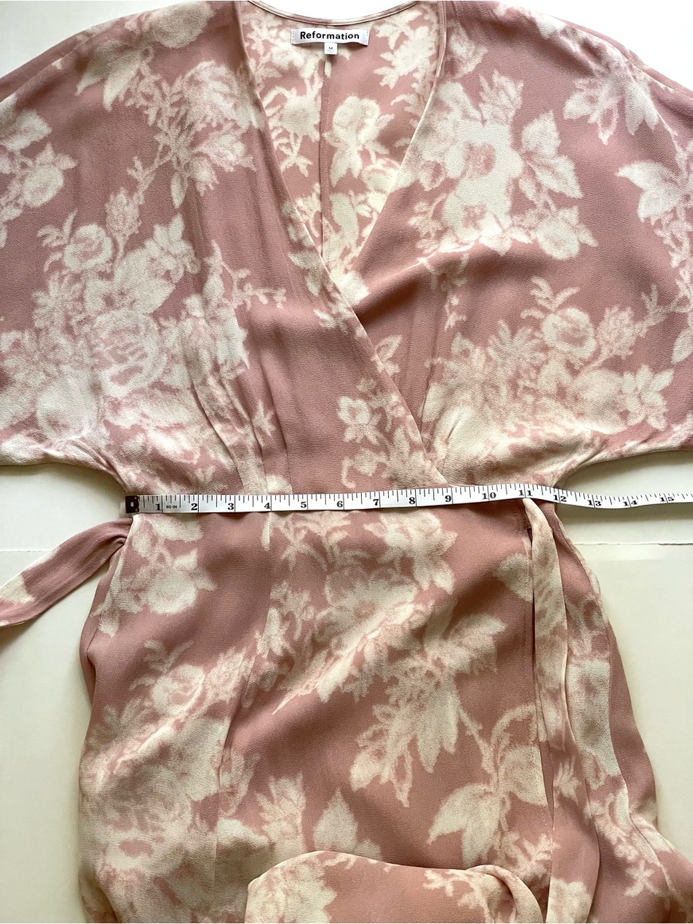 Reformation Winslow Floral Print Wrap Robe Maxi Long Dress Blush Pink - Picture 12 of 12